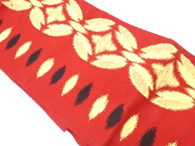 リサイクル　手織真綿紬抽象模様織出し名古屋帯